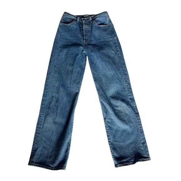 Levi's Womens Sz 27 Ribcage Straight Medium Wash Button Fly Denim Jeans - Picture 2 of 11